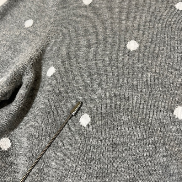 TALBOTS Womens Cardigan Gray White Polka Dot Size Large Petite - Picture 8 of 9